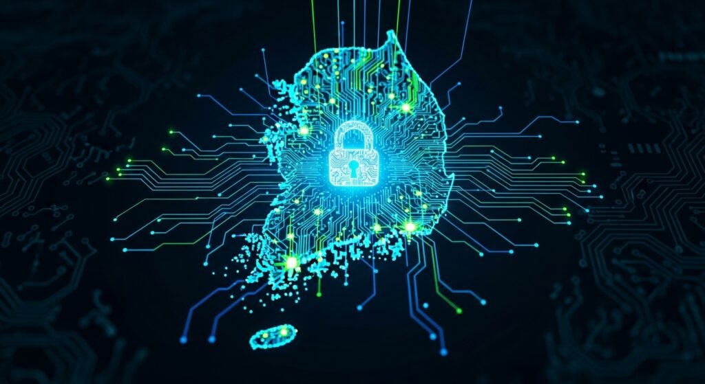 대한민국 IT 보안 기술을 상징하는 디지털 네트워크 이미지