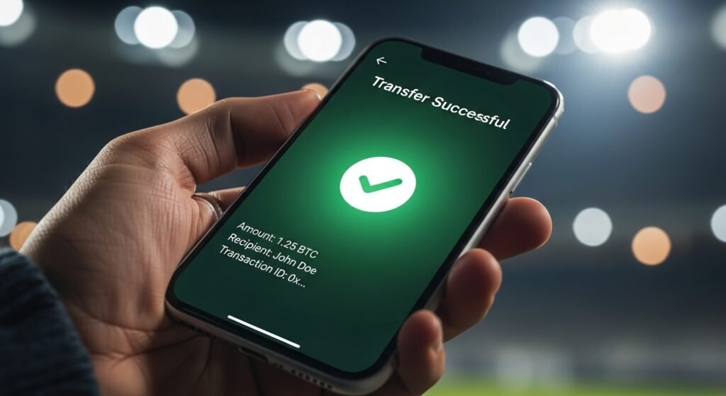 스마트폰 지갑 앱으로 테더 전송을 완료한 모습